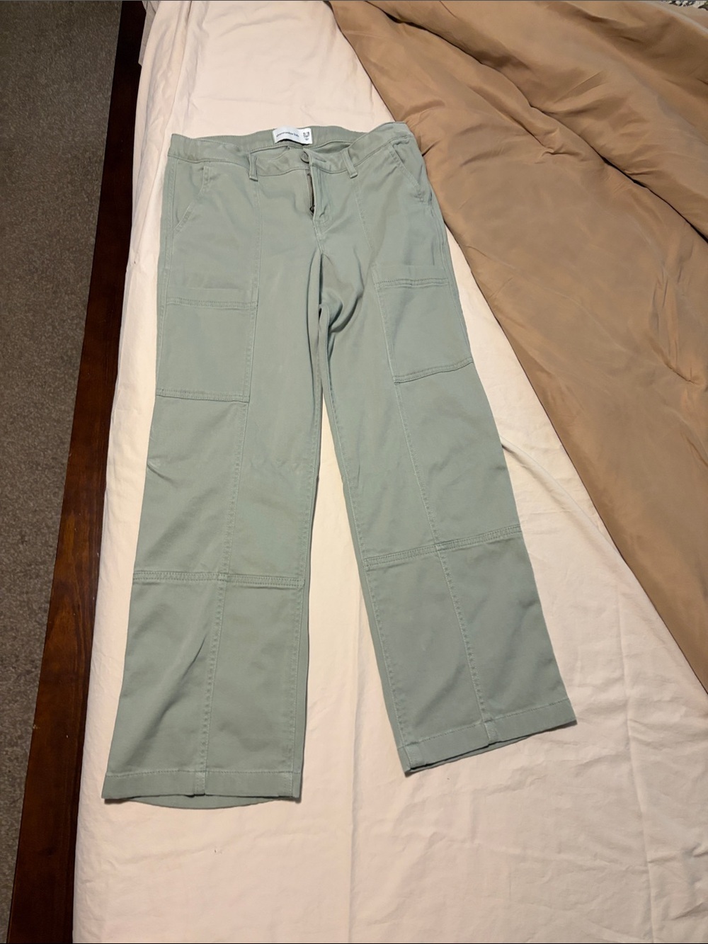 abercrombie kids Light Sage Wide-Leg Utility Pants